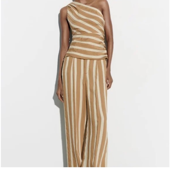 Zara ASYMMETRIC JACQUARD TOP. Toffee. Size M. - Picture 4 of 7